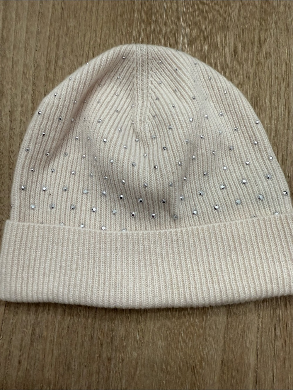 Jcrew ivory Ribbed Knit Beanie with Crystal Embellishments